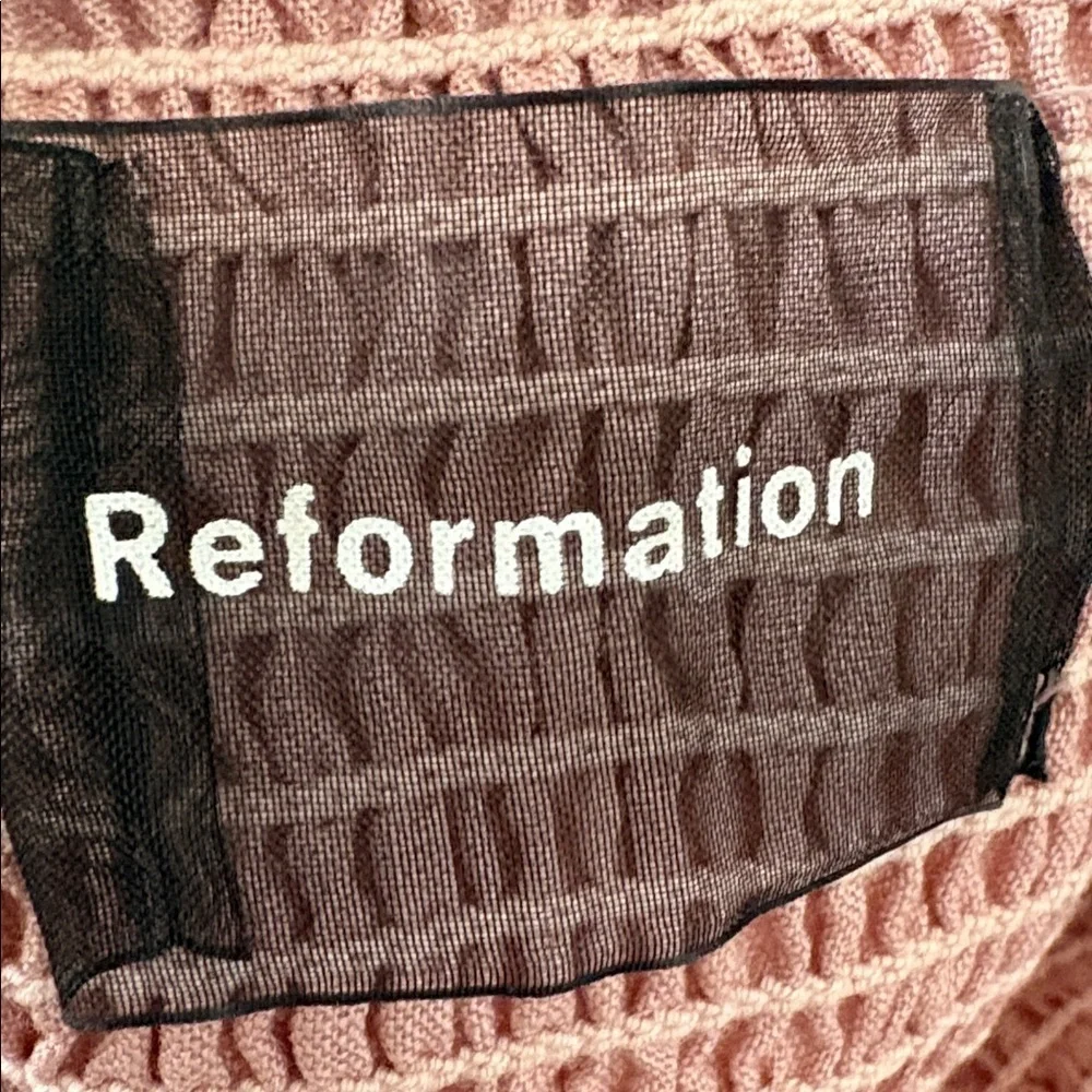 The Reformation Maple Blush Rose Pink Linen Crop Top Ruching & Square Neckline